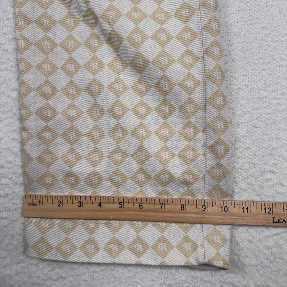 Nanushka Pants‎ Womens 32 Geometric Logo Print Linen Blend Straight With Turn Up - Picture 11 of 14